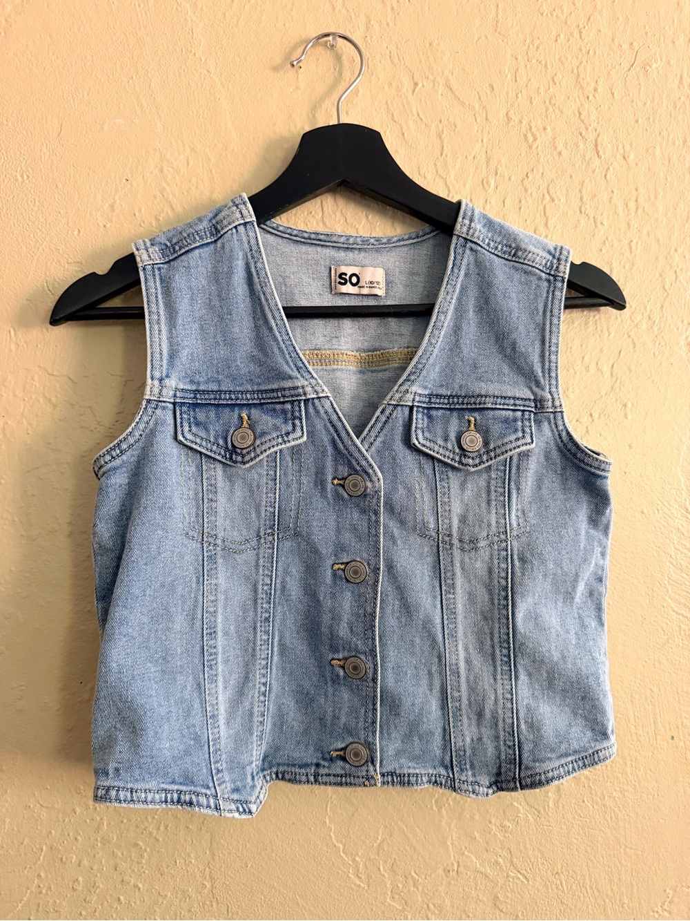 SO Light Blue Denim Vest with Button Front